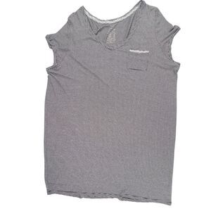 Faded Glory Sleep Shirt 2X Black White Stripe Nightgown Basic Casual Easy Wear